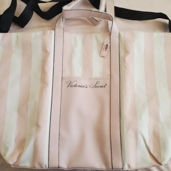Classic Light Pink Stripes TOTE bag Victoria's Sec - Picture 5 of 7